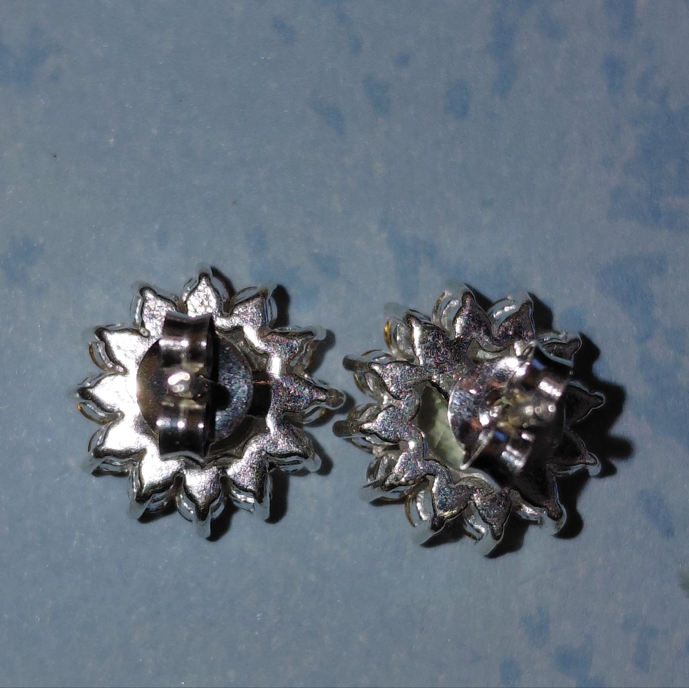 Citrine Flower Silver Stud Earrings - Picture 10 of 10
